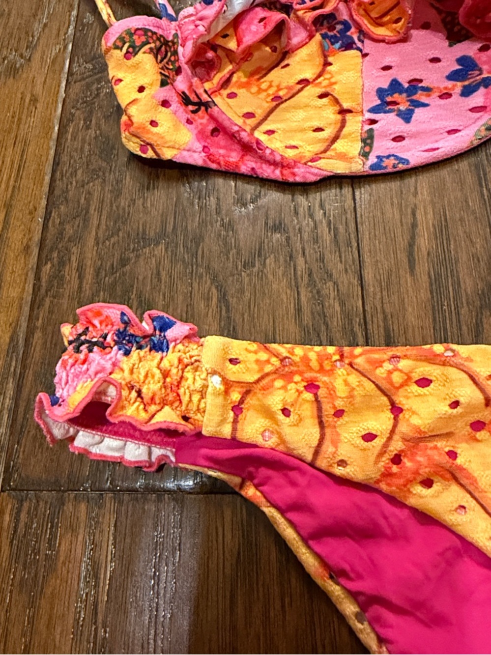 FARM Rio Pink & Orange Floral Ruffle Bikini - Picture 2 of 5